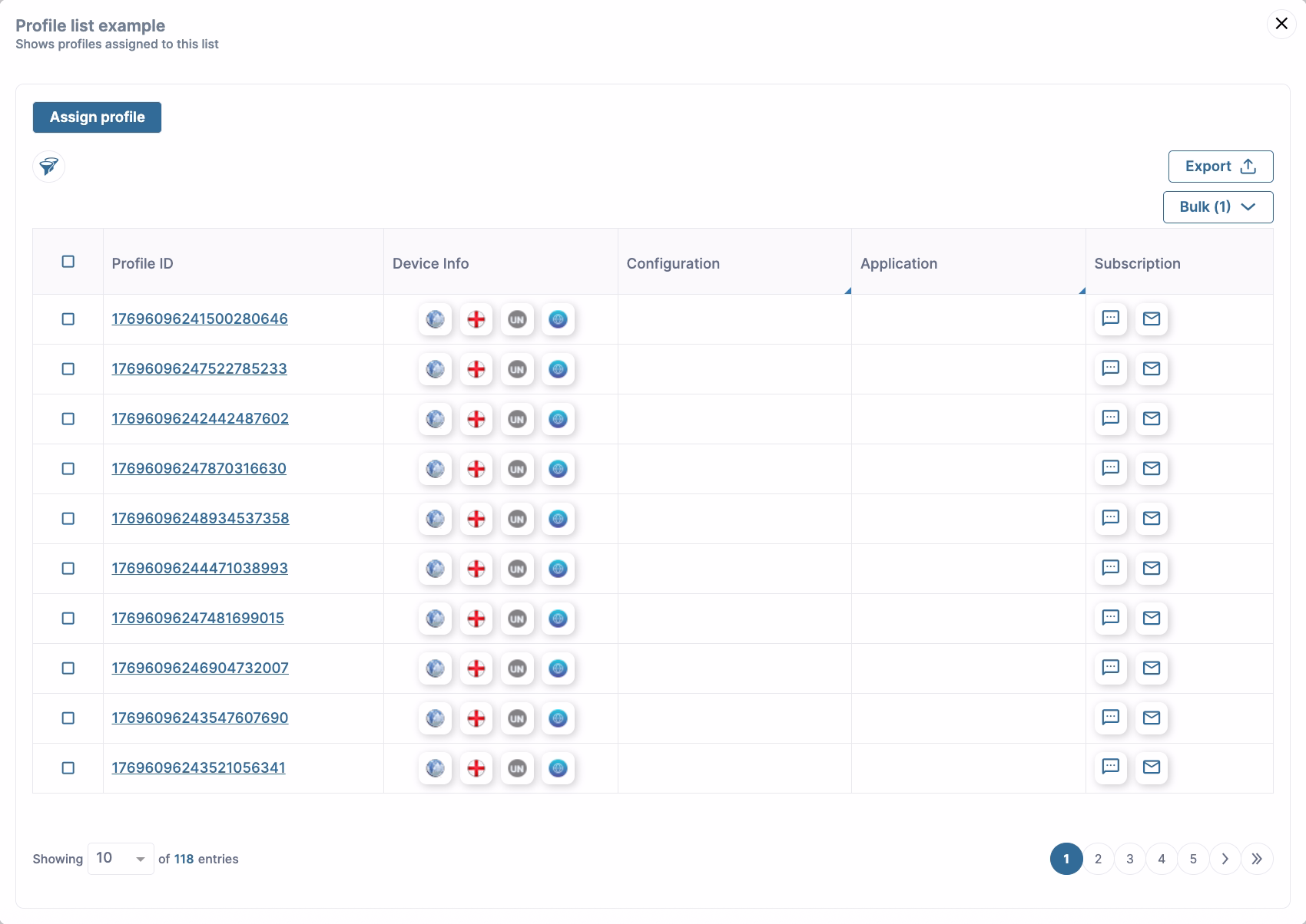 Profile lists update