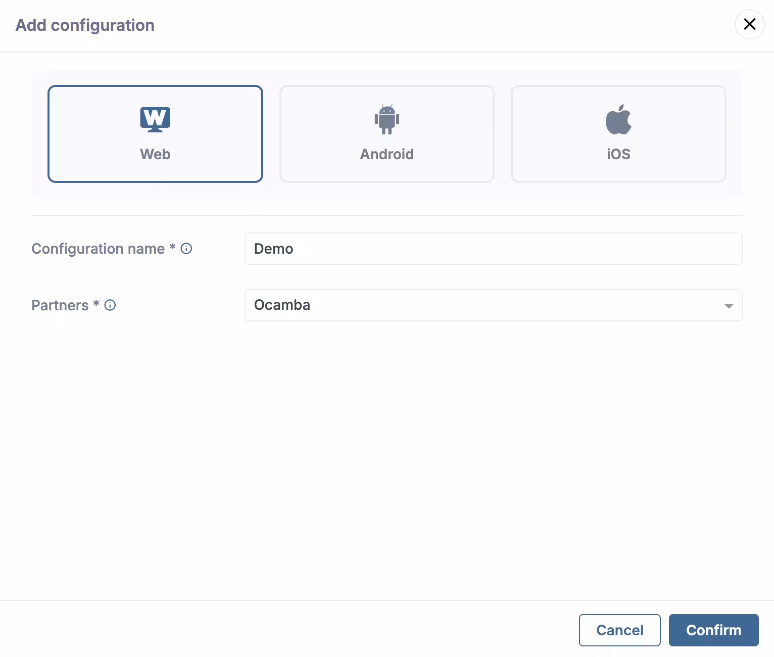 Add configuration window