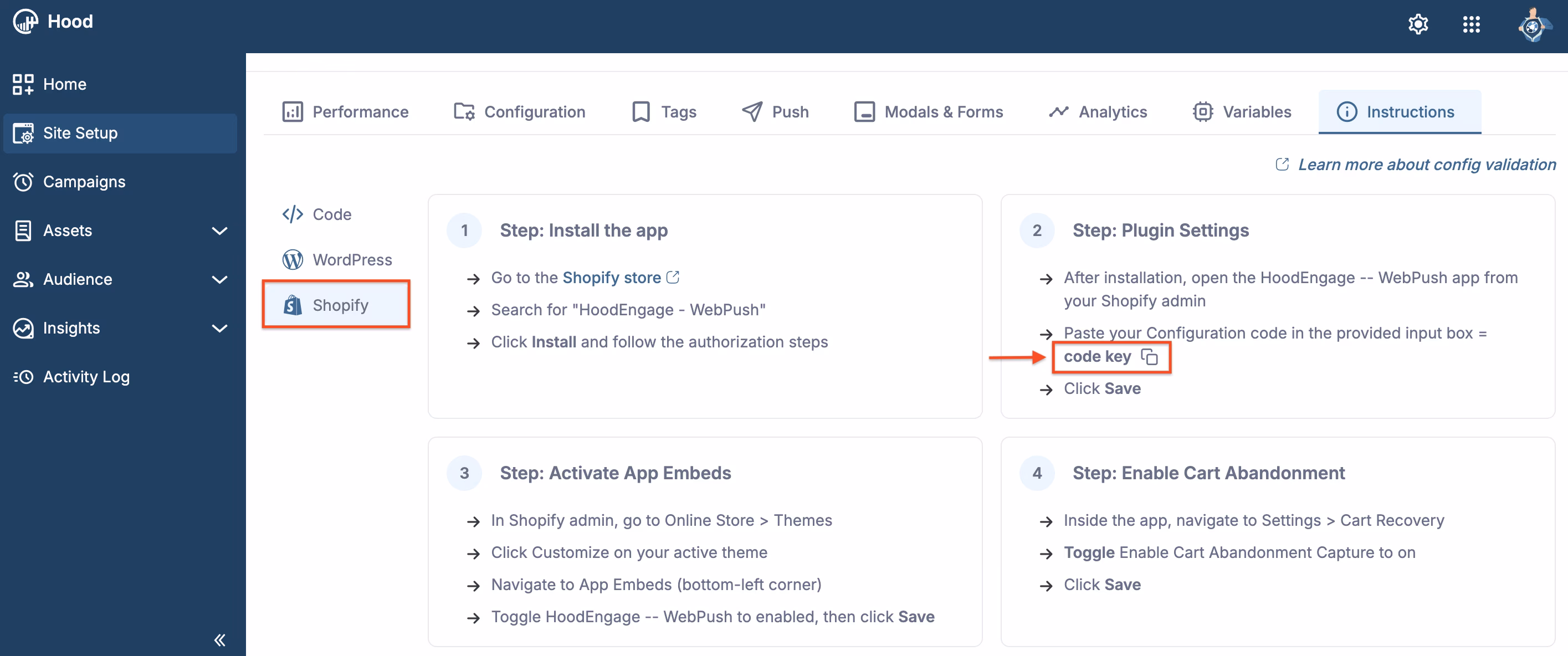 Code key — Shopify