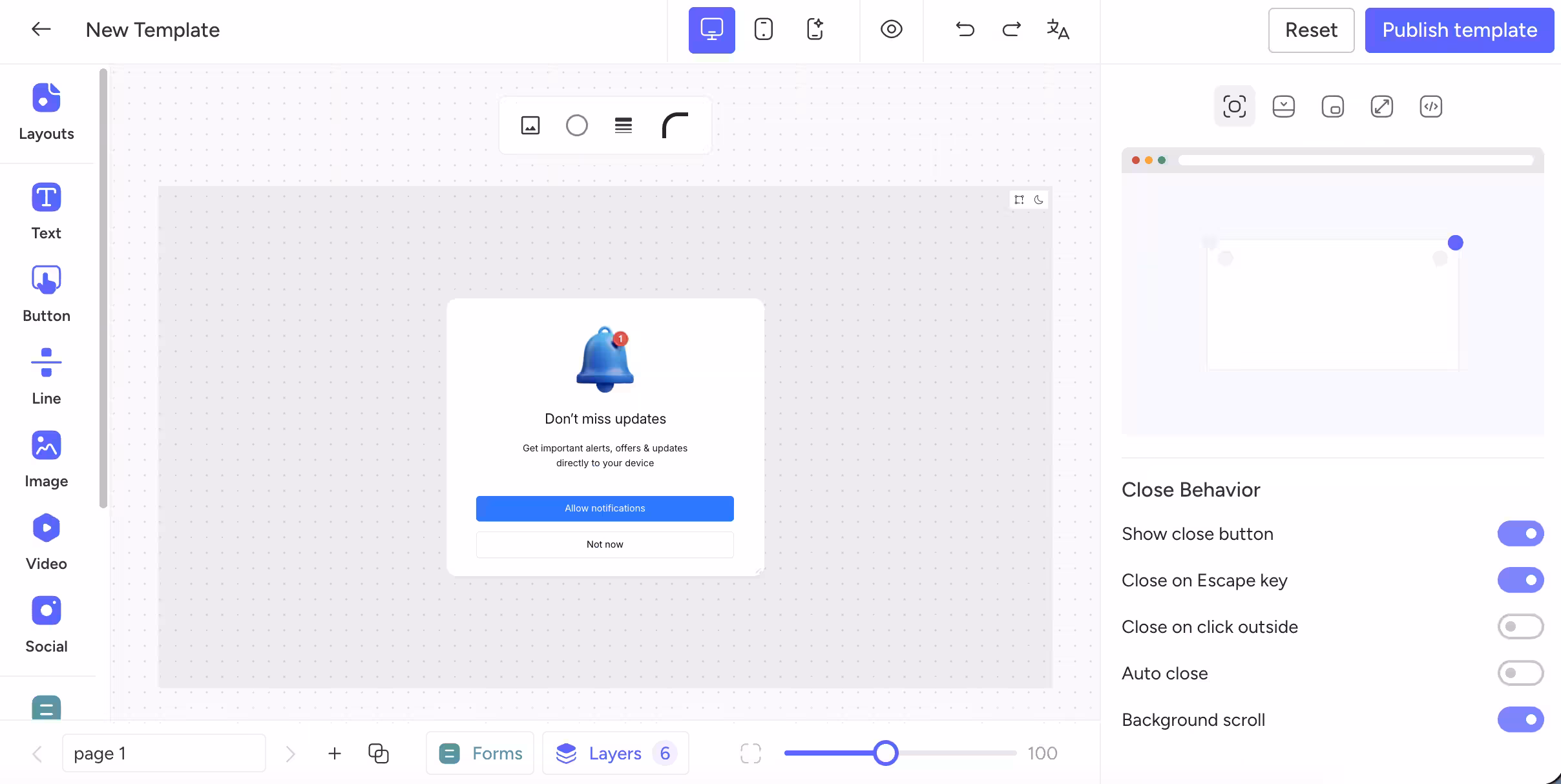 Push permission prompt example
