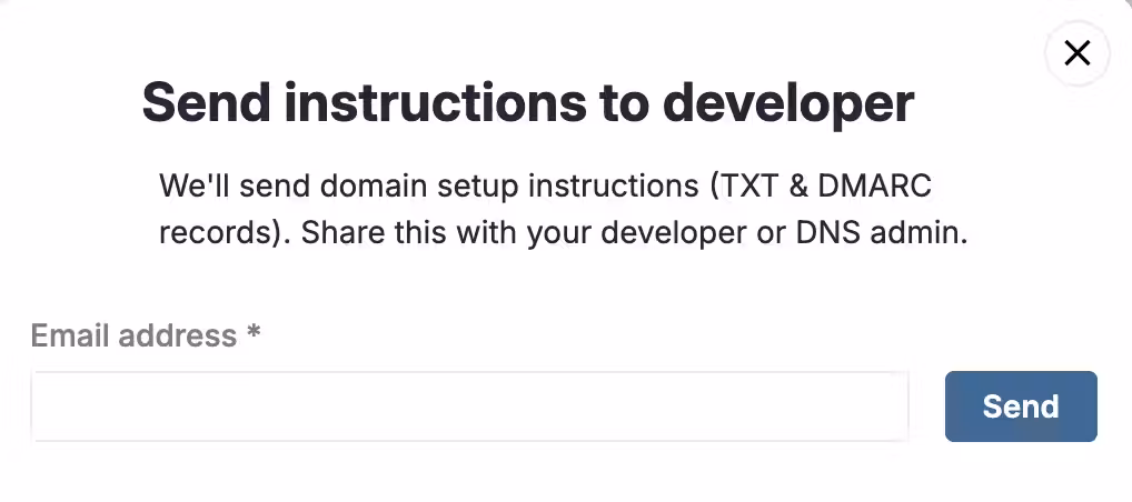 Send instructions email action