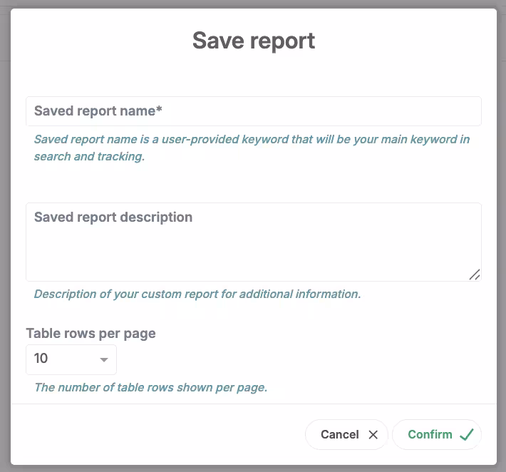 Save Report Form