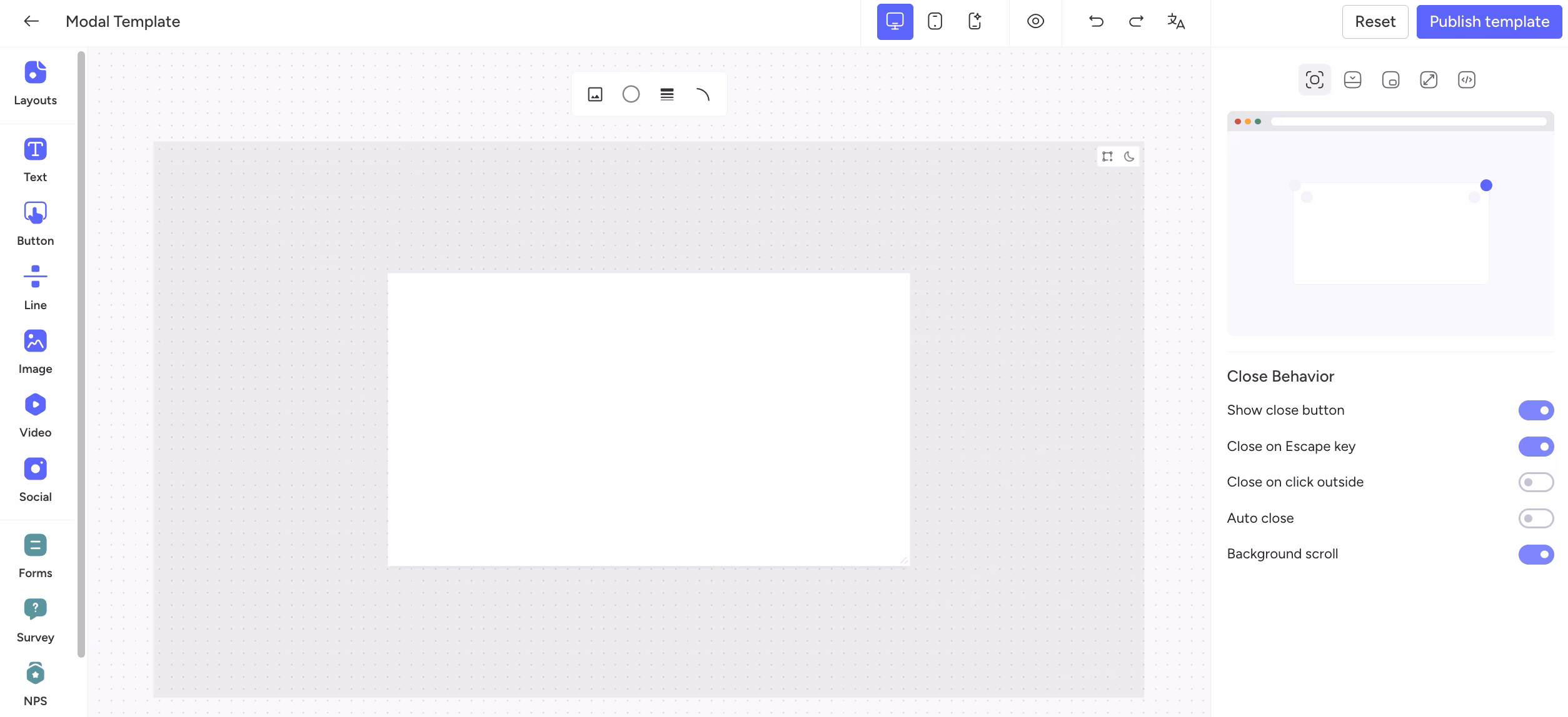 Modal Studio canvas
