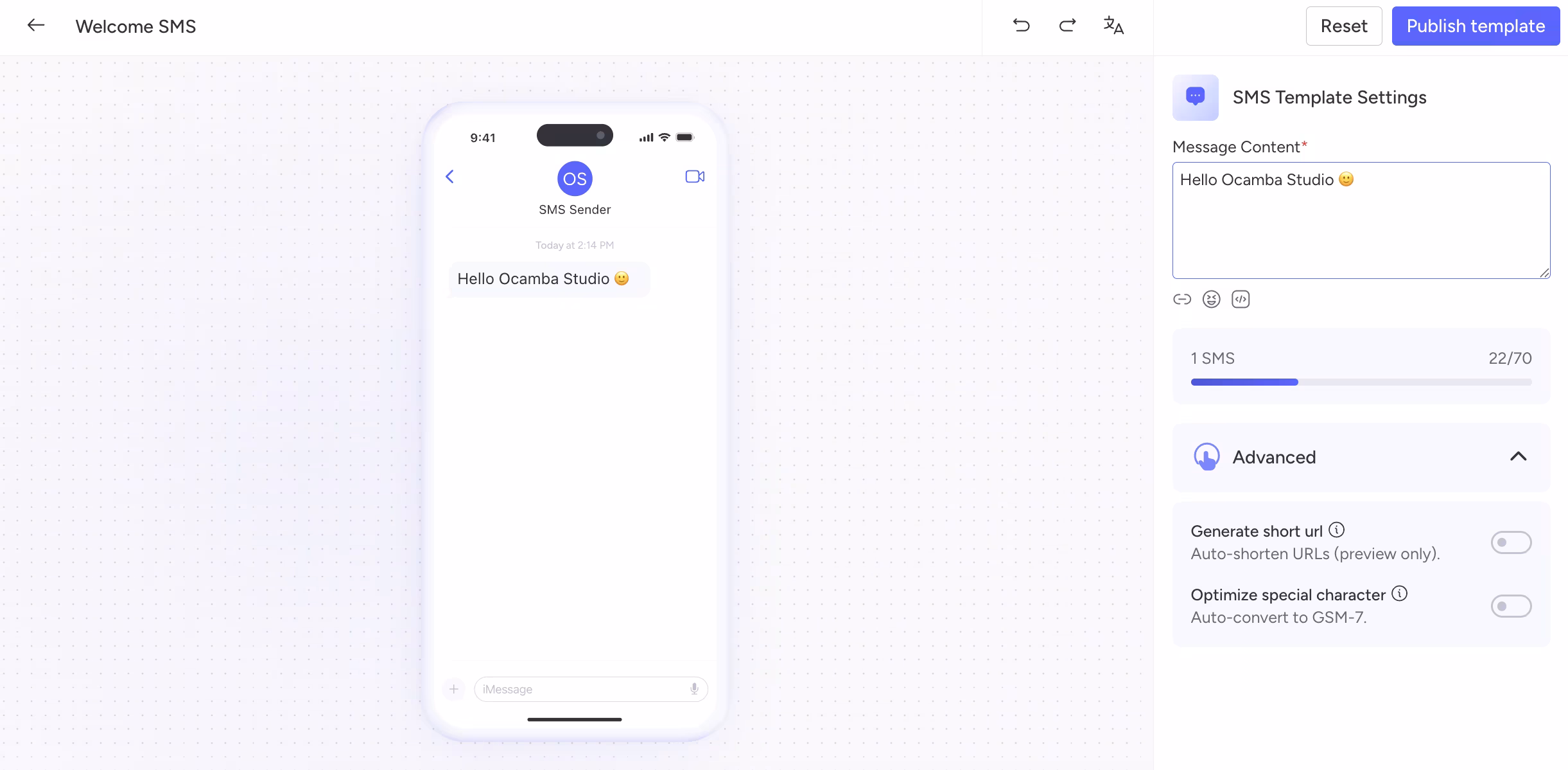 SMS Studio editor